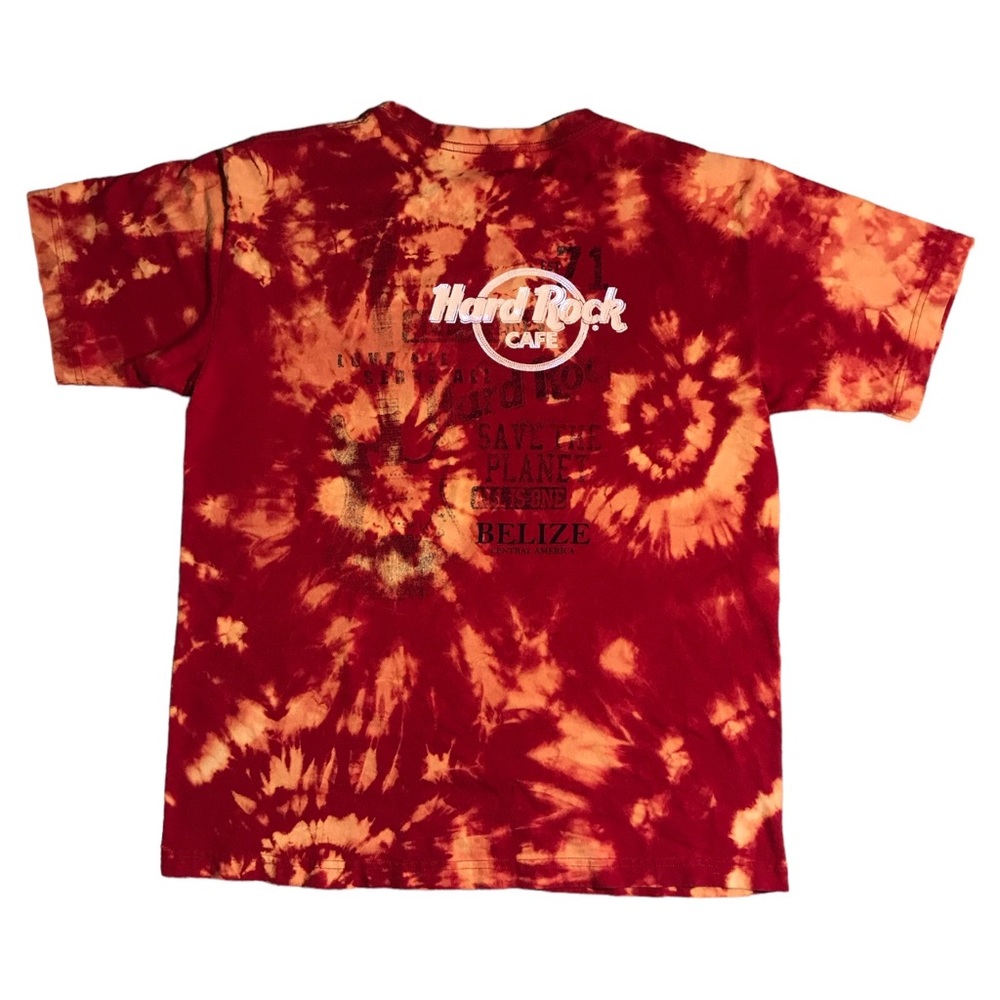 Hard Rock Cafe Belize Tie Dye Graphic T-shirt Mens Measured Medium 20.5 X 26